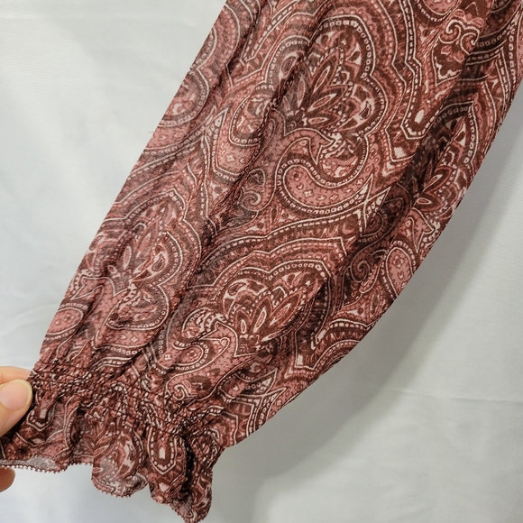 Joie Snow Port Wine Silk Paisley Boho mini dress Whimsical Forestfairy Grunge - Picture 6 of 11